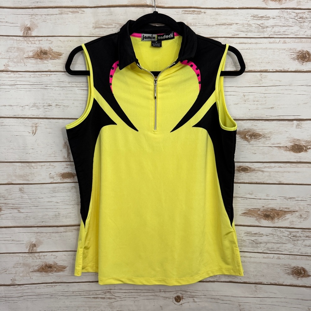 Jamie Sadock Yellow Resort Golf Tennis Pickleball Polo Tank Top